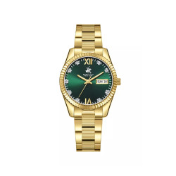 Beverly Hills Polo Club BP3765C.170 ženski sat Day Date Gold Tone Stainless Steel Sunray Green Dial 32mm