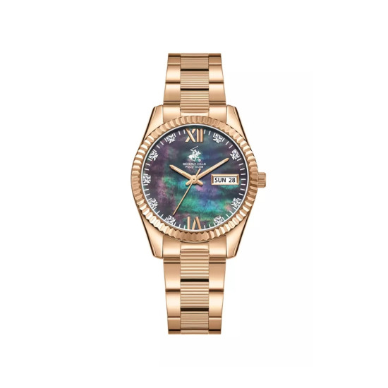 Beverly Hills Polo Club BP3765C.450 ženski sat Day Date Rose Gold Tone Stainless Steel Multicolor Mother of Pearl Dial 32mm