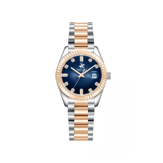 Beverly Hills Polo Club BP3801X.590 ženski sat Two Tone Rose Gold Silver Stainless Steel Sunray Deep Blue Dial 32mm