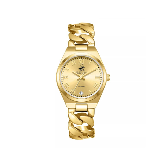 Beverly Hills Polo Club BP3879C.110 ženski sat Chic Diamond D-Link Gold Tone Stainless Steel Diamond Sunray Champagne Dial Edition 30mm