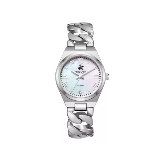 Beverly Hills Polo Club BP3879C.320 ženski sat Chic Diamond D-Link Silver Stainless Steel Diamond Mother of Pearl Dial 30mm