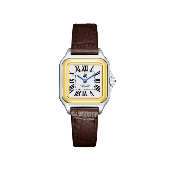 Beverly Hills Polo Club BP3908C.232 ženski sat Urban Heritage Two Tone & Roman Numerals & White Dial 27mm kožni kaiševi - Santos Inspired Style