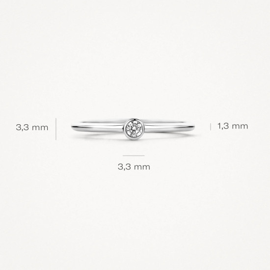 Blush 1198WZI zlatan prsten 14ct White Gold Solitaire Zirconia Ring 3mm Veličina 48