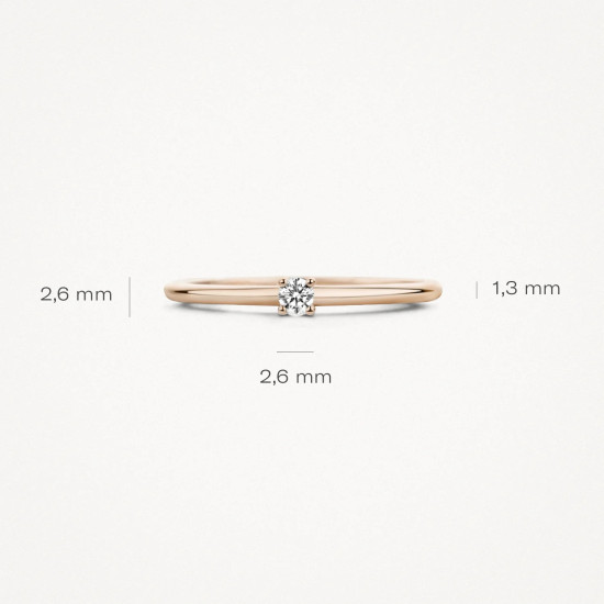 Blush 1200RZI zlatan prsten 14ct Rose Gold Solitaire Ring with Sparkling Zirconia Stone Veličina 56