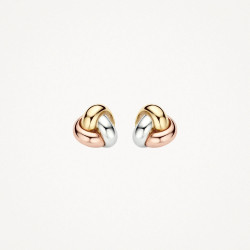 Blush 7145WYR zlatne mindjuše 14ct Gold Tri Colour Knotted Stud 8mm           