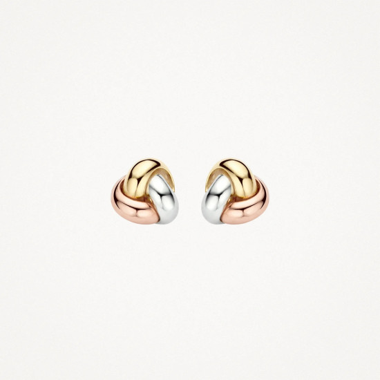 Blush 7145WYR zlatne mindjuše 14ct Gold Tri Colour Knotted Stud 8mm           