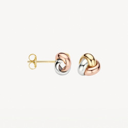 Blush 7145WYR zlatne mindjuše 14ct Gold Tri Colour Knotted Stud 8mm           