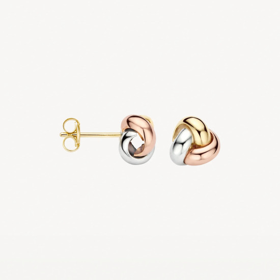 Blush 7145WYR zlatne mindjuše 14ct Gold Tri Colour Knotted Stud 8mm           