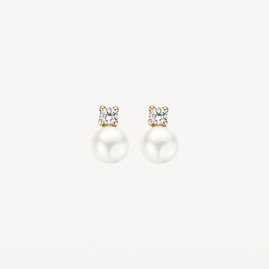 Blush 7147YPW zlatne mindjuše 14ct Gold Pearl and Zirconia Stud 6mm