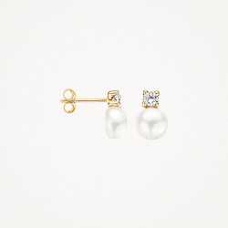 Blush 7147YPW zlatne mindjuše 14ct Gold Pearl and Zirconia Stud 6mm