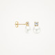 Blush 7147YPW zlatne mindjuše 14ct Gold Pearl and Zirconia Stud 6mm