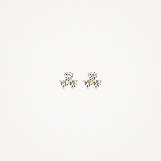 Blush 7197YZI zlatne mindjuše 14ct Gold Trio Zirconia Stud 4mm