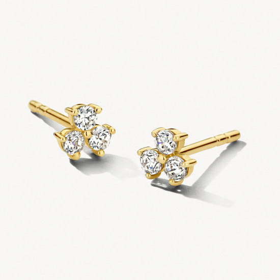 Blush 7197YZI zlatne mindjuše 14ct Gold Trio Zirconia Stud 4mm