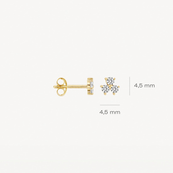 Blush 7197YZI zlatne mindjuše 14ct Gold Trio Zirconia Stud 4mm