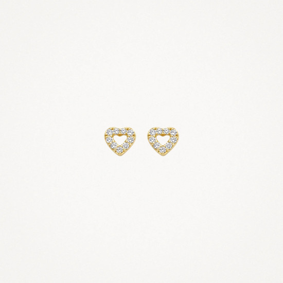 Blush 7299YZI zlatne mindjuše 14ct Gold Open Heart Zirconia Pavé setting 5mm