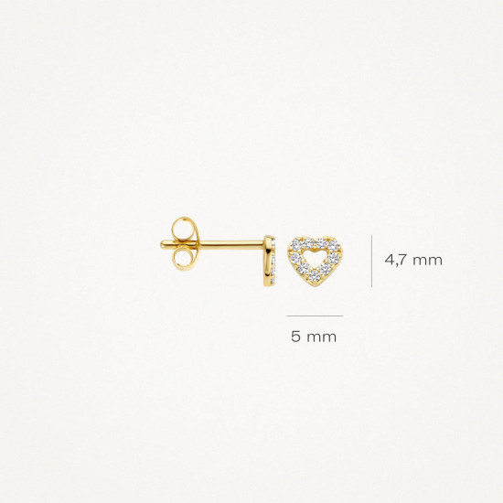 Blush 7299YZI zlatne mindjuše 14ct Gold Open Heart Zirconia Pavé setting 5mm