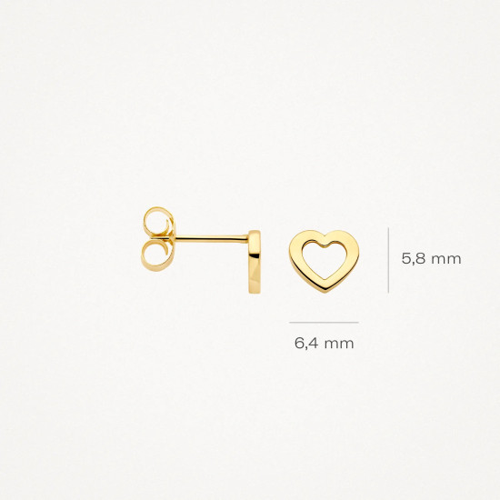 Blush 7360YGO zlatne minđuše 14ct Gold Heart Shape Stud 5mm
