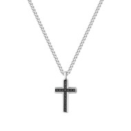 Brosway Backliner BBC01 muška ogrlica Black Cross Pendant Silver Stainless Steel 70cm