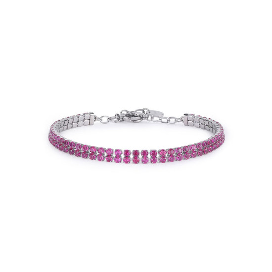 Brosway BEI098 narukvica dvoredna Desideri Tennis Pink Cubic Zirconia Silver Tone