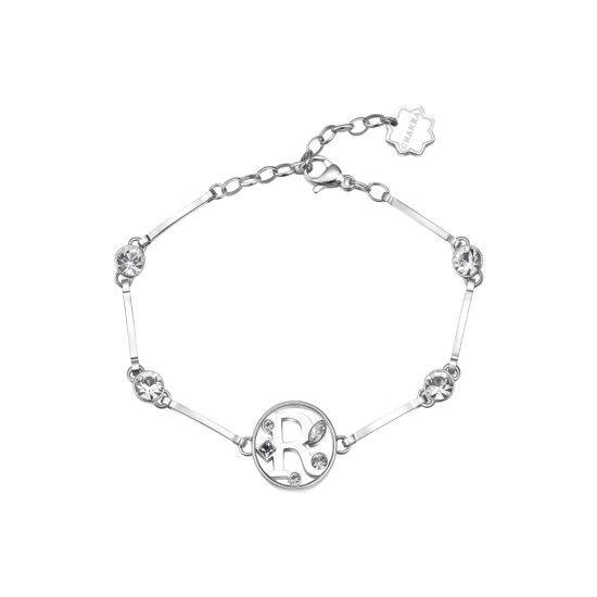 Brosway Chakra BHKB066 narukvica Alfabet R Silver Stainless Steel Swarovski Crystal-Slovo R