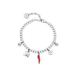 Brosway Chakra BHKB245 narukvica Lucky Horn Cornicello Silver Stainless Steel -Italijanski crveni rog zaštita od uroka