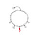 Brosway Chakra BHKB245 narukvica Lucky Horn Cornicello Silver Stainless Steel -Italijanski crveni rog zaštita od uroka