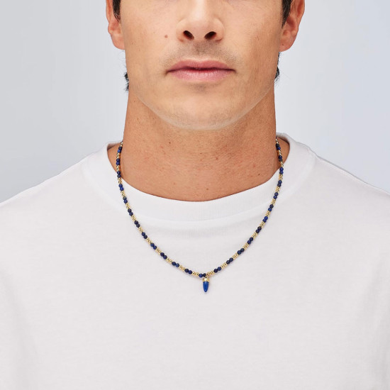 Brosway BTD004 muška ogrlica Riptide Blue Lapis Lazuli Pendant Gold Tone Stainless Steel