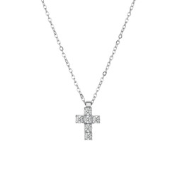 Brosway Avantgarde BVD01 muška ogrlica Urban Cross Cubic Zirconia Silver Stainless Steel 49cm