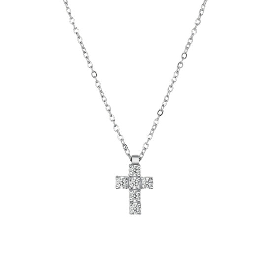 Brosway Avantgarde BVD01 muška ogrlica Urban Cross Cubic Zirconia Silver Stainless Steel 49cm
