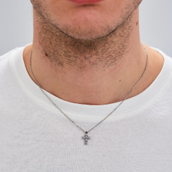 Brosway Avantgarde BVD01 muška ogrlica Urban Cross Cubic Zirconia Silver Stainless Steel 49cm