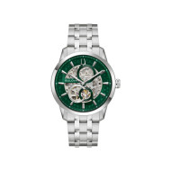 BULOVA 96A329 muški sat Sutton Automatic Full Skeleton Silver Tone Stainless Steel Sapphire Crystal Green Dial 40mm