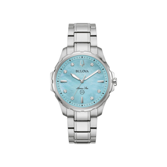 BULOVA 96P248 ženski sat Marine Star Diamonds Sapphire Crystal Aqva Blue Mother-of-Pearl Dial 36mm 10ATM