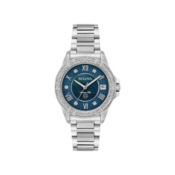 BULOVA 96R215 ženski sat Marine Star 29 Diamonds Stainless Steel Midnight Blue Mother of Pearl Dial 32mm 10ATM Bestseller