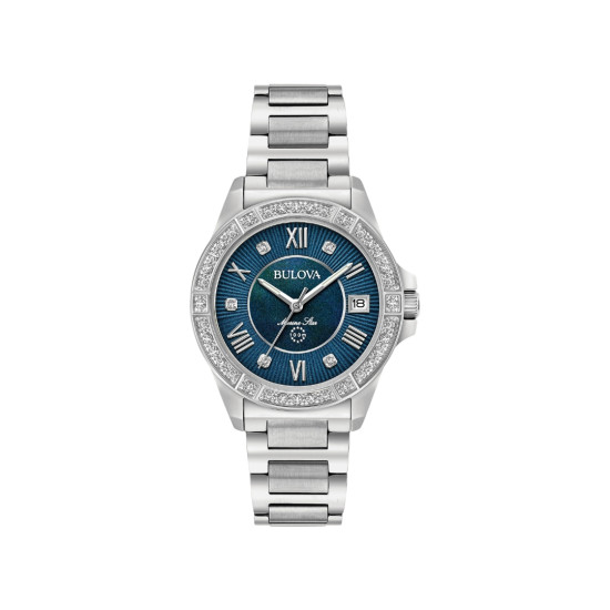 BULOVA 96R215 ženski sat Marine Star 29 Diamonds Stainless Steel Midnight Blue Mother of Pearl Dial 32mm 10ATM Bestseller