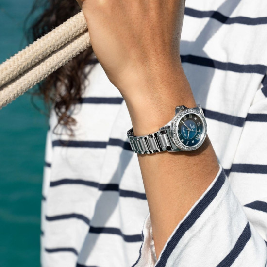 BULOVA 96R215 ženski sat Marine Star 29 Diamonds Stainless Steel Midnight Blue Mother of Pearl Dial 32mm 10ATM Bestseller