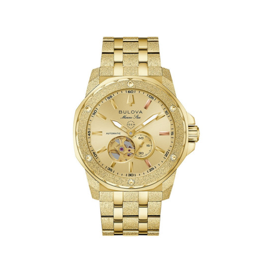 BULOVA 97A200 muški sat Marine Star Automatic Gold Tone Frosted Finish Champagne Dial 44mm 20ATM Luxury Vibe