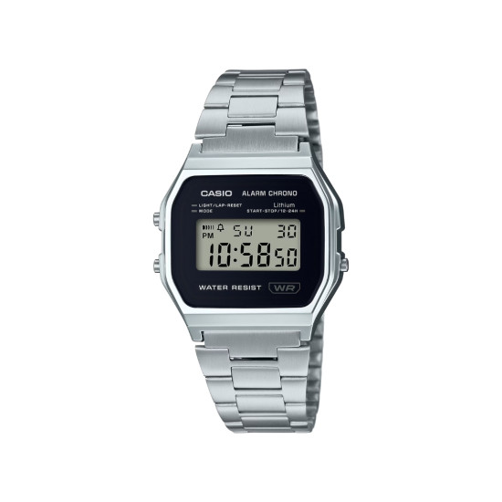 Casio Vintage A158WEA-1E unisex Everyday Classic Metal Finish Black Dial