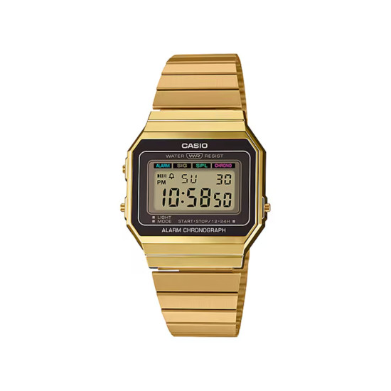 Casio Vintage A700WG-9A unisex Slim Elegance Gold Tone Brown detail