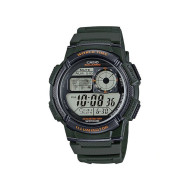 Casio AE-1000W-3A muški sat Digital Sport Travel All Olive Green with Orange & Black details 10ATM