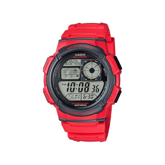Casio AE-1000W-4A muški sat Digital Sport Travel All Red with Graphite details 10ATM