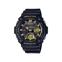 Casio AEQ-120W-9A muški sat Sport Digital XL All Black Gold detail 10ATM