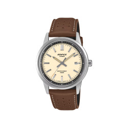 Casio Edifice EFR-109L-7A muški sat Vintage Sport Off-White Dial 38mm Brown kožni kaiš 10ATM NOVO