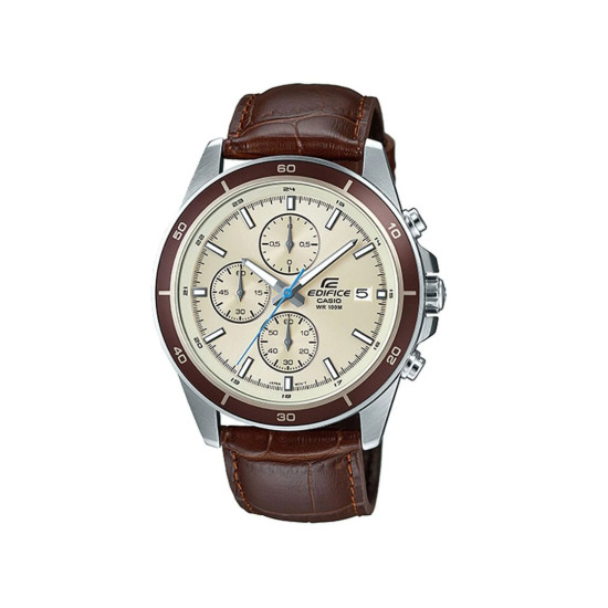 Casio Edifice EFR-526L-7B muški sat Champagne Chronograph 43mm Brown Croco kožni kaiš 10ATM