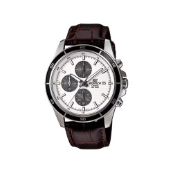 Casio Edifice EFR-526L-7B muški sat Panda Dial Chronograph - White & Black Contrast 43mm Brown Croco kožni kaiš 10ATM