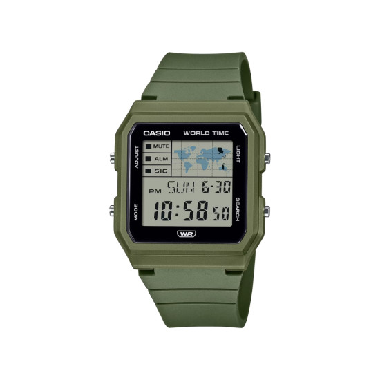 Casio Vintage LF-30W-3A unisex World Map Digital Eco-Friendly Bio-Based Resin Olive Green