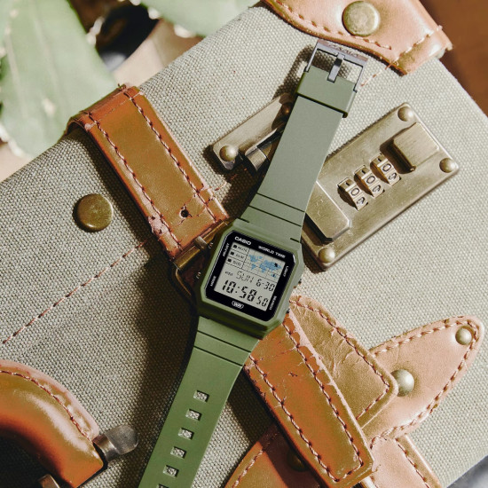 Casio Vintage LF-30W-3A unisex World Map Digital Eco-Friendly Bio-Based Resin Olive Green