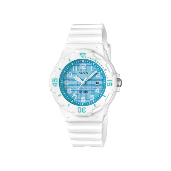 Casio LRW-200H-2C ženski tinejdž sat Sport White Aqva Blue Checkered Dial 10ATM silikonski kaiš 34mm
