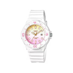 Casio LRW-200H-4E2 ženski tinejdž sat Sport White Baby Pink Yellow Detail 10ATM silikonski kaiš 34mm             