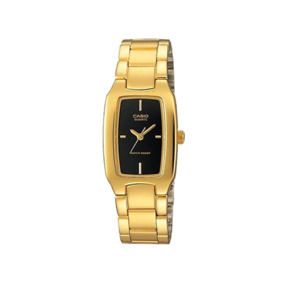 Casio LTP-1165N-1C ženski sat pravougaono kućište Timeless Classic Style Gold Tone Black Dial 21mm