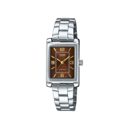 Casio LTP-1234DD-5A ženski sat pravougaono kućište elegantan Old Money Style Gold Detail Sunray Burgundy Color Dial 21mm